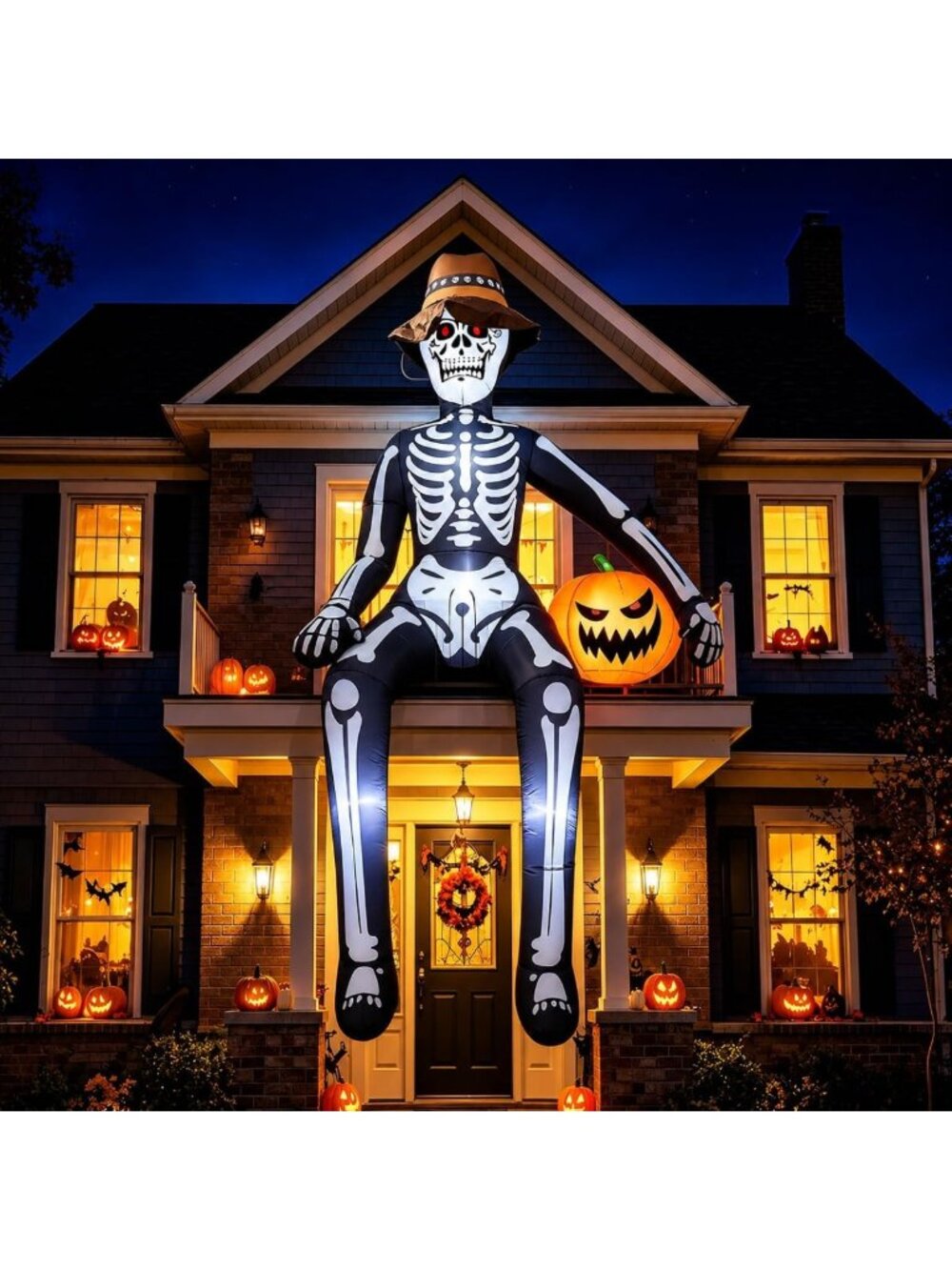 Giant 10FT Scary Skeleton Inflatable Halloween Decor for Outdoor Yard Display